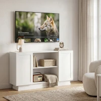 HOMCOM Sideboard Buffet Cabinet, 133 cm Storage Cabinet with 2 Open Shelves, 2 Cupboards and Soft Close Doors, White(m-8)