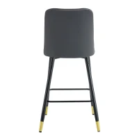 Lot de 2 tabourets de bar hauteur, design moderne et confortable, dossier incurvé et repose-pieds, 42x45x100 cm, Argenté(m-12)