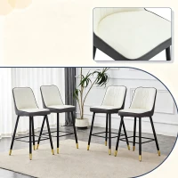 Lot de 2 tabourets de bar hauteur, design moderne et confortable, dossier incurvé et repose-pieds, 42x45x100 cm, Argenté(m-6)
