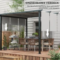 Outsunny Markies zonwering. Pergola, weerbestendig,  incl. bevestigingsmateriaal, 3 x 3,5 m, Donkergrijs(m-4)