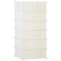 HOMCOM Armoire à chaussures modulable, meuble de rangement avec 6 cubes empilable en plastique, 49 x 36,5 x 108 cm blanc(m-1)
