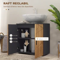 kleankin Dulap sub chiuvetă baie pentru piedestal cu 2 uși, 60 x 30 x 60 cm, Stejar(m-5)