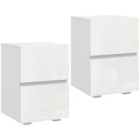 HOMCOM Set de 2 Noptiere cu 2 Sertare, Alb(m-1)