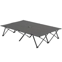 Outsunny Double Camping Cot Bed, with Bag - Charcoal Grey(m-1)