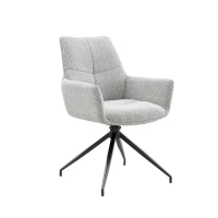 Fauteuil pivotant 360° rembourré, piètement métal laqué stable, patins antidérapants, 48x50x85 cm, Gris clair(m-9)