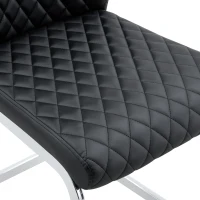 Chaise de salle à manger matelassée motif losange, dossier haut ergonomique, lot de 2, 43x63x100 cm, Noir+Argenté(m-7)