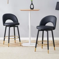 Tabouret de bar pivotant 360°, dossier ajouré design, lot de 2, 44x44x91.5 cm, Noir(m-1)