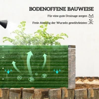 Outsunny Metalen verhoogde plantenbak, 2 aparte plantgebieden, open bodem, eenvoudige montage, 125 x 47 x 40 cm, groen(m-5)