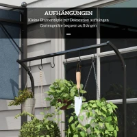 Outsunny Bloemenstandaard, 3 niveaus, 6 haken, voor binnen en buiten, metalen frame, 170H x 110L x 50B cm, zwart(m-5)