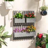 Outsunny Bloembakset, wandmontage, vrij verplaatsbaar, massief hout, 60 x 16 x 80 cm(m-2)