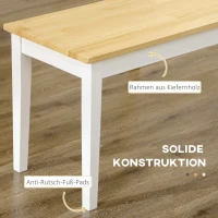 HOMCOM Zitbank Houten Bank 2-Zitsbank, Massief hout, gelakt, Natuur + Wit(m-5)