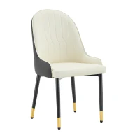 Lot de 2 chaises de salle à manger, dossier motif éclair stylé, déperlante et facile d'entretien, 47.3x44x91 cm, Blanc+Noir(m-10)