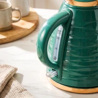 HOMCOM 2-in-1 waterkoker- en broodroosterset, 7 bruiningsstanden, ontdooi- en opwarmfunctie, groen(m-10)