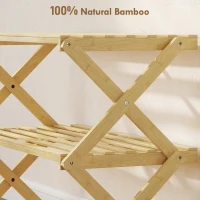 HOMCOM Three-Tier Folding Bamboo Shoe Rack - Natural Finish(m-5)