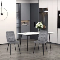 HOMCOM set van 2 eetkamerstoel keukenstoel eettafel schuimstof metaal grijs + zwart 45 x 63 x 90 cm(m-2)