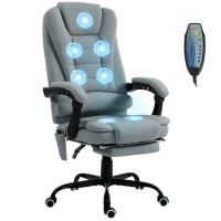 Vinsetto Fauteuil de bureau massant, chaise de bureau avec hauteur réglable, dossier inclinable et télécommande filaire, gris(m-12)