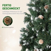 HOMCOM Kunstmatige Kerstboom, 676 Takken, 41 Kegels, besneeuwde toppen, brandwerend, 180 cm(m-6)