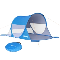 Outsunny Abri de plage tente de plage pliable pop-up automatique instantané protection UV fenêtre arrière grand tapis de sol bleu ciel
