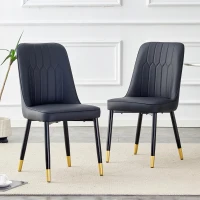 Lot de 2 chaises de salle à manger modernes, assise rembourrée, embouts antidérapants, 43x41.5x89 cm, Noir(m-1)