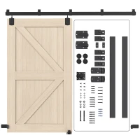 HOMCOM Schwerlast Schiebetür-Hardware-Set 244 cm Schwarz für Einzeltüren(m-11)