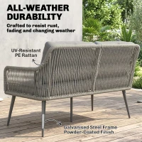 Outsunny Rattan Garden Furniture Set, 4 Piece Outdoor Patio Furniture with Tempered Glass Table and Chairs, Indoor Balcony Conservatory Set(m-6)
