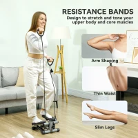 SPORTNOW Mini Stepper, Compact Step Machine Exerciser for Home Workouts, with Resistance Bands, LCD Monitor, Non-Slip Pedals(m-4)