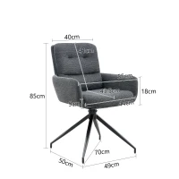 Chaise pivotante de salle, manger style luxe léger européen, lot de 2, patins antidérapants, 55x50x85 cm, Gris foncé(m-3)