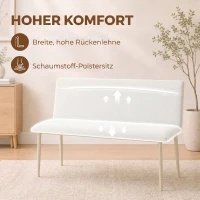 HOMCOM Eetkamerbank zonder armleuningen, linnenlook stof, keukenbank met rugleuning en metalen poten, beige(m-5)
