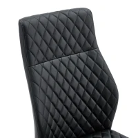 Chaise de salle à manger matelassée motif losange, dossier haut ergonomique, lot de 2, 43x63x100 cm, Noir+Or(m-6)
