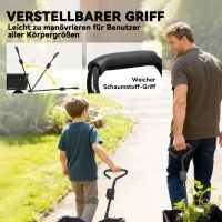 Outsunny Tuinwagen, 4-Wiel Trolley van Staal, Afneembare Zijwanden, 25 cm Wielen, Draaibaar Handvat, 300 kg Laadcapaciteit, Zwart(m-6)