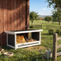 PawHut Pondoir nichoir pour poules 3 emplacements avec toit asphalte structure en bois 66 x 37 x 34 cm gris noir(m-2)