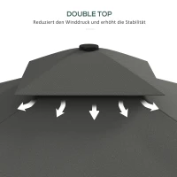 Outsunny Tuinparasol, zweefparasol, decoratieve rand, ventilatiedak, metalen frame, 2,4x2,4x2,6m, donkergrijs(m-6)