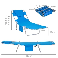 Outsunny Foldable Sun Lounger with Reading Hole - Blue(m-3)