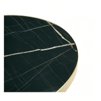 Table d'appoint ronde moderne, stabilité optimale et un gain de place, 59.5x59.5x73.5 cm, Noir+Or(m-6)