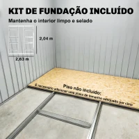 Outsunny Abrigo de Jardim Metálico para Armazenamento de Ferramentas com Base de Reforço Incluída e 4 Janelas 277x322x192 cm Cinza Escuro(m-6)