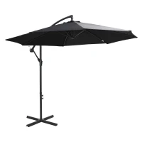 Outsunny afneembare parasol zweefparasol zwengelparasol met handkruk, zwart(m-1)