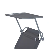 Outsunny 2 Pieces Outdoor Foldable Sun Lounger, 4 Level Adjustable Backrest Reclining Sun Lounger Chair with Angle Adjust Sun Shade Awning for Beach, Garden, Patio, Dark Grey(m-8)