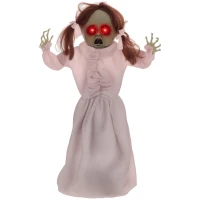 HOMCOM Horrorpop, Halloween decor, geactiveerd met geluid/aanraking, rode ogen, geluid, 76 cm(m-11)