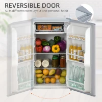 HOMCOM 91 Litre Freestanding Under Counter Fridge Freezer with Chiller Box, Reversible Door, Adjustable Thermostat, 47.5cm Wide, Noise Level: Decibels 40, Grey(m-7)