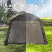 Outsunny Inflatable Camping Tent with Hand Pump, Easy Setup 1/2 Person Blackout Blow Up Tent, Khaki(m-5)