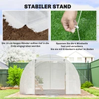 Outsunny foliekas, plastic overdekking, netdeur, steunstangen, Wit(m-8)