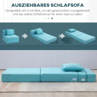 HOMCOM Opklapbare slaapstoel, slaapbank, 2-in-1 opklapstoel met bedfunctie, relaxstoel met kussen, logeerbed voor woonkamer, slaapkamer, draagvermogen tot 100 kg, blauw(m-4)