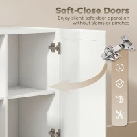 HOMCOM Sideboard Buffet Cabinet, 133 cm Storage Cabinet with 2 Open Shelves, 2 Cupboards and Soft Close Doors, White(m-5)