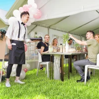 Outsunny Tenda para Festas 4x8 m Tenda de Jardim com Paredes Removíveis, Porta e Janelas UPF50+ Branco(m-7)