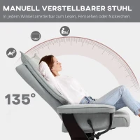 HOMCOM Relaxfauteuil met hocker, draaibaar, fluweellook, verstelbare rugleuning, tot 150 kg, Grijs(m-4)