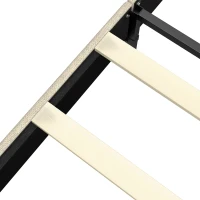 HOMCOM Estructura de Cama 160x200 cm con Somier de Madera Acolchada en Efecto Lino y 9 Patas de Acero Beige(m-9)