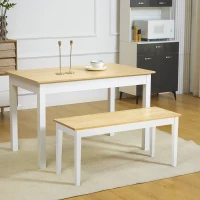 HOMCOM Zitbank Houten Bank 2-Zitsbank, Massief hout, gelakt, Natuur + Wit(m-2)