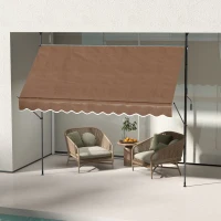 Outsunny Toldo Manual Retrátil com Manivela 300x120x210-300 cm com Altura Ajustável Impermeável para Jardim Varanda Marrom(m-11)