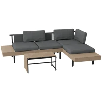 Outsunny Three-Piece 'L' Garden Sofa Set - Grey(m-13)