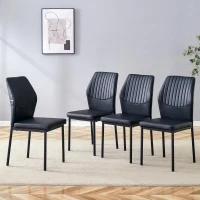 Lot de 4 chaises de salle à manger, style léger-luxe, patins antidérapants, 43x42.6x93 cm, Noir(m-1)